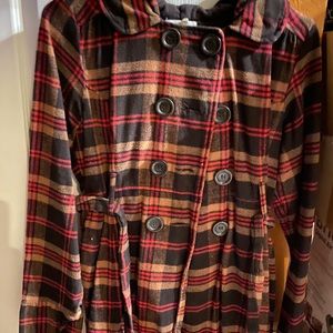 Plaid pea coat